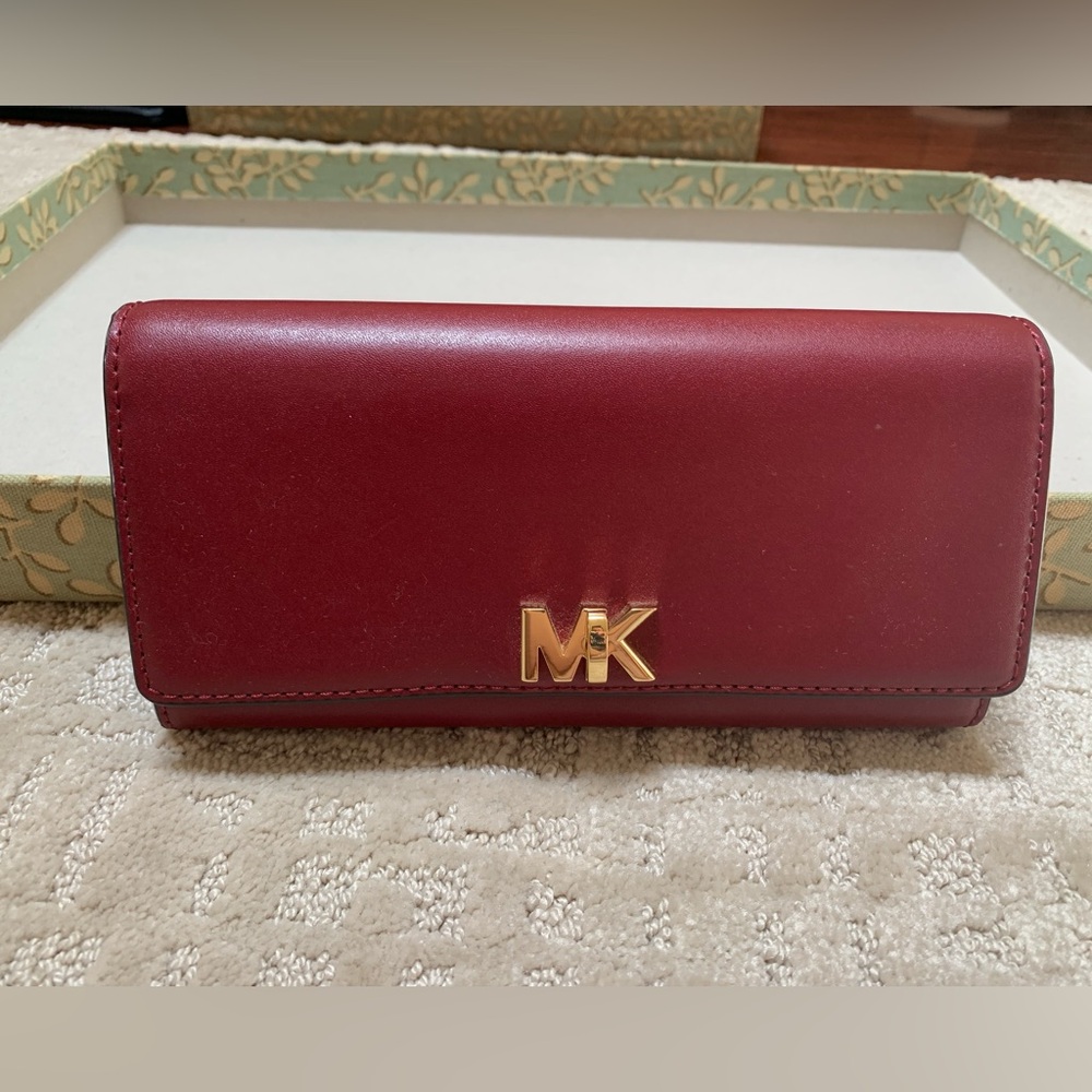 Michael Kors Burgundy Wallet with Gold Logo